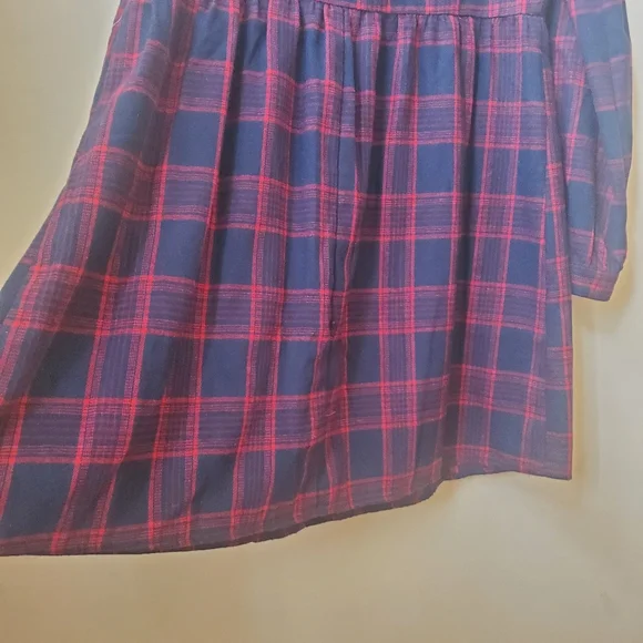 NWT S Apricot Plaid Flannel Swing Dress - Picture 8 of 8